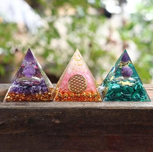 Nova pirâmide de orgonita inspiradora para sucesso e crescimento - Pirâmide orgona de pedra de cristal para anti -estresse,