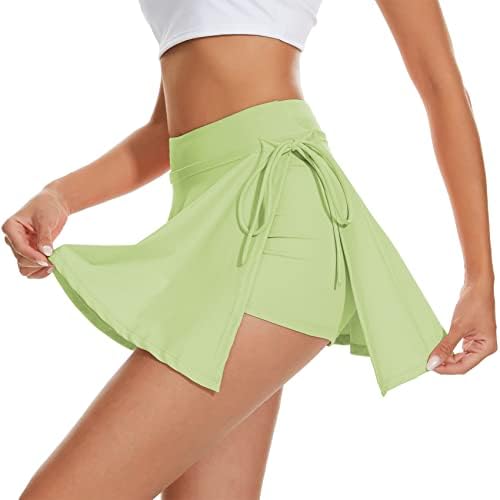 Durio Saias de tênis para mulheres com shorts, Skorts atléticos de amarração para mulheres saia de golfe feminina de cintura alta