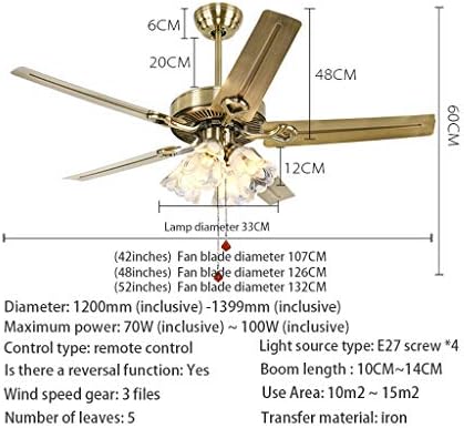 ZCX Remote Control Fan Light Fan Candelier European Restaurant Teto Fan Room Light Room Quarto Simples Moderno Folas de Folas