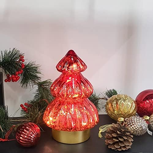 Light Up Mercury Glass Christmas Tree Flightine Battery Operado com timer para peças centrais da janela Mantel Mantel