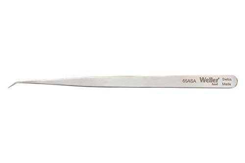 Weller Erem 65asa Aço inoxidável Curvo Micro Fine Anti -Magnetic Tweezer, 5,5 Comprimento total