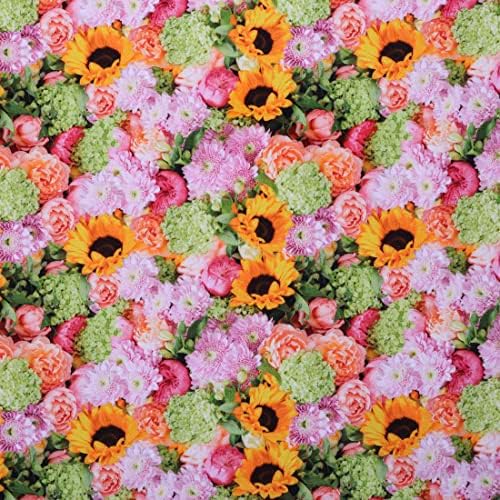 Mook Fabrics Cotton Floral 062322, amarelo, 5 jardas pré -cortados