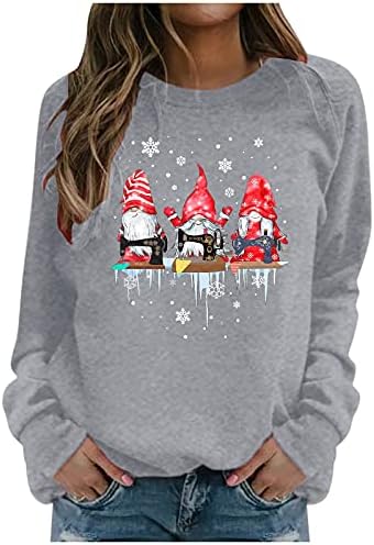 Sorto de Natal, 2022 Winter Loose Fit S-3xl Crewneck Trendy Casual Slave Longa Camisetas Graphic Fashion Tops