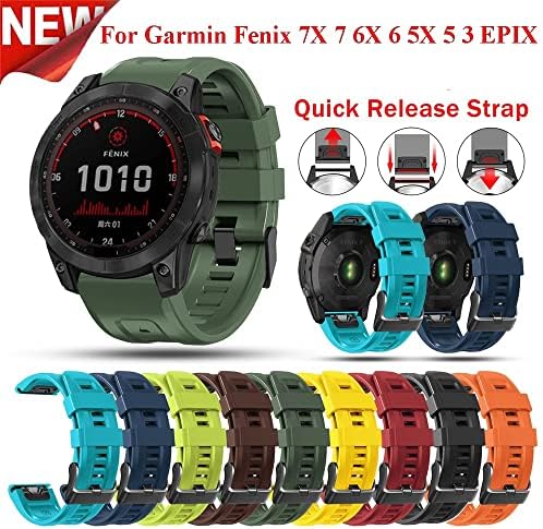 DJDLFA 26 mm Silicone Redução de Silicone Relógio Risada para Garmin Fenix ​​7x 6x 5x 3hr Relógio EasyFit Wrist Band Strap for Fenix