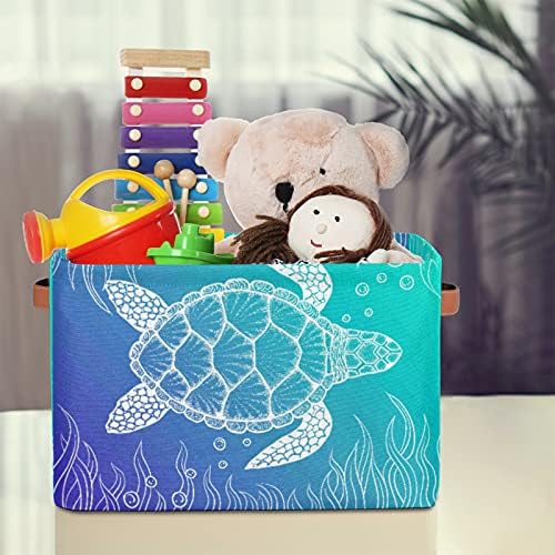 Bincos de cesta de armazenamento de tartaruga oceânica, tartaruga azul marinha grande cestas de armazenamento dobrável Caixas