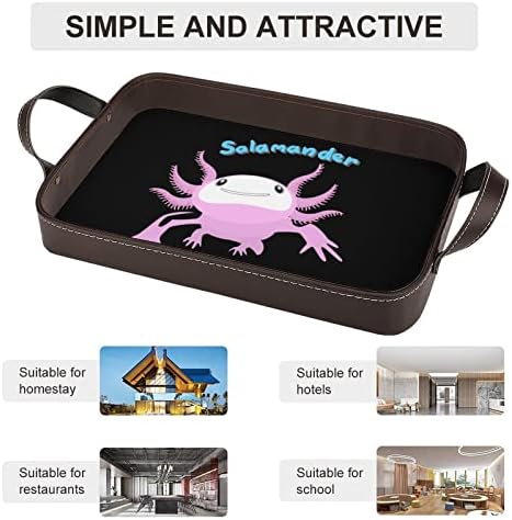 Salamandra Axolotl Couro Decorativo Bandeja Personalizada Bandeja Organizador de Armazenamento Com alças para hotel em