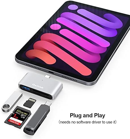 Qwiizlab 4-in-1 SD/Micro Card Readers, 5Gbps USB 3.0, USB C Cubra adaptador para MacBook, iPad, laptops, smartphones, consoles de