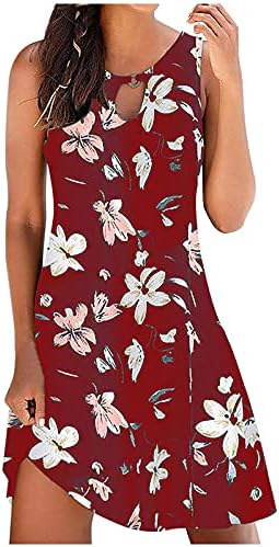 Vestidos de verão Narhbrg para feminino sem mangas com estampa midi dseveneck de camiseta vestido de camisa