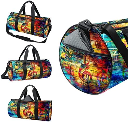 Abstract Colorful Colorful Music Notes Clef Clef Duffel ombro Bolsa de Travel Saco de Viagem Para Ginásio Esportes