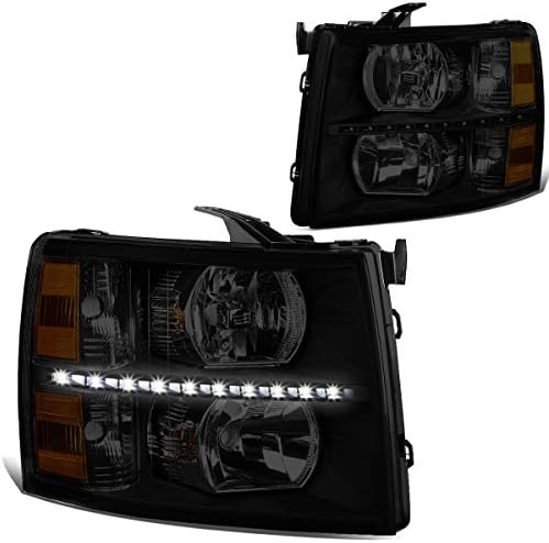 Motor de DNA HL-LED-CSIL07-BK-SM-AM Black Smoked Par de LED LED DRL Faixa/lâmpada [Compatível com 07-14 Chevy Silverado]