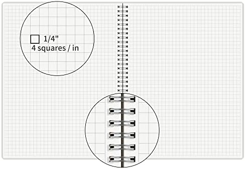 Hulytraat Grande notebook em espiral de arame governado, 8,5 x 11 polegadas, bloco de papel de grade de 1/4 de polegada, papel
