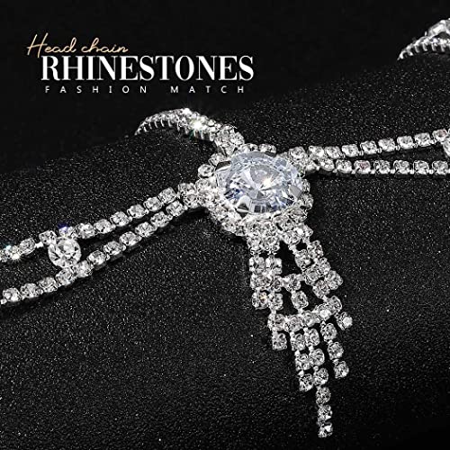 Catery Rhinestones Cabeça de jóias de jóias de testa em camadas Correntes de cabelo Cristal Tassel Jóias Jóias Noiva