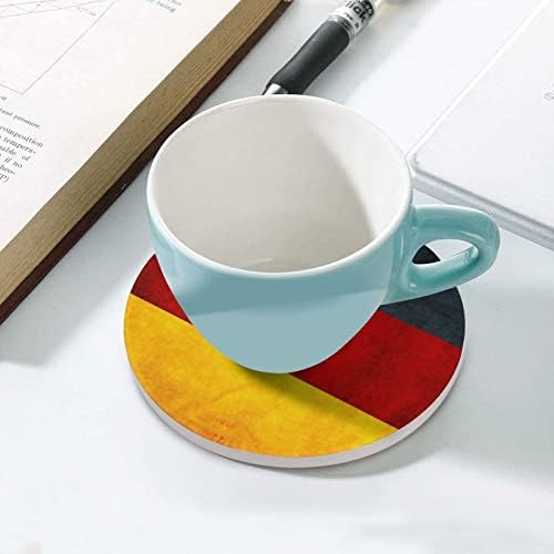 Coasters de cerâmica redondos de bandeira alemã para bebidas absorventes portadores de xícara para a cozinha da sala de estar