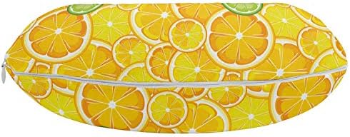 Ambesonne amarelo travesseiro de travesseiro descanso, limão laranja frutas cítricas cítricas círculos de corte redondos grandes