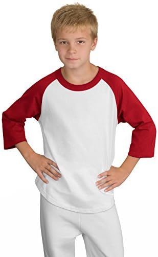 Sport -Tek YT200 JUSTO RAGLAN JUVENS RAGLAN - BRANCO/RED - XS