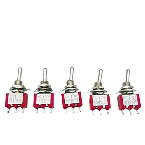 1/5pcs Red Mini 3pin 6pin 6mm 2/3 Posição Switches de alternância de auto-retenção ON- DPDT MINI TOLAMENTOS DE TOLUGRA 6A/125V 3A/250V