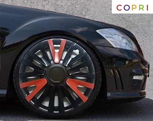 Conjunto de copri de tampa de 4 rodas 13 polegadas Black-Red Capcap Snap-On Fits Audi