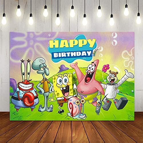 Cartoon Underwater World Happy Birthday Photography Castas Cartoon Kids Party Decoration Yelllow Photo Background