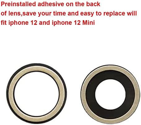 Perzework Original traseiro traseiro da câmera Substituição de vidro para iPhone 12 e iPhone 12 Mini com adesivo pré-instalado