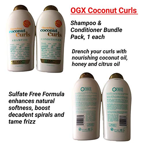 OGX Tanching Plus Coconut Curls Pacote de pacote e condicionador 19,5 onça cada