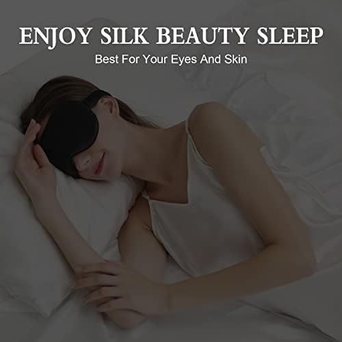 Zimasilk máscara de sono de seda de amoreira pura ajustável, máscara de olho de xícara com contornos em 3D para dormir,