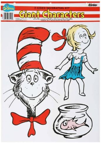 Eureka de volta à escola Dr. Seuss the Cat in the Hat Classroom Decorações para professores, 6pc