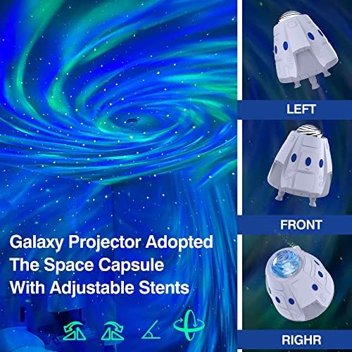 Star Projector Espaço Cápsula Galaxia Projector Skylight com alto -falante Bluetooth, Luzes noturnas Galaxy para crianças Decoração