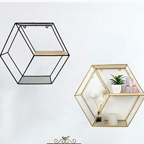 XDCHLK Sala de estar geométrica de estilo nórdico decoração de parede criativa rack de metal redondo rack de armazenamento hexagonal