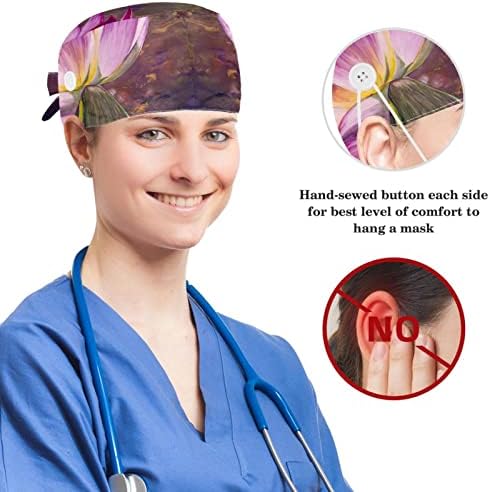 Chapéu de redemoção de giro em espiral psicodélico hipnótico com botões e cabelos arco -arco para enfermeiro e médico