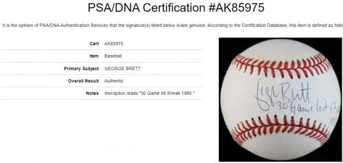 George Brett 30 Game Hit Streak 1980 Assinou Al Budig, PSA COA - Bolalls autografados