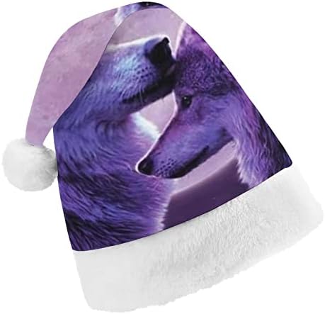 Night Wolf Christmas Hat chapéu macio Papai Noel Cap engraçado gorro para a festa festiva do ano novo de Natal