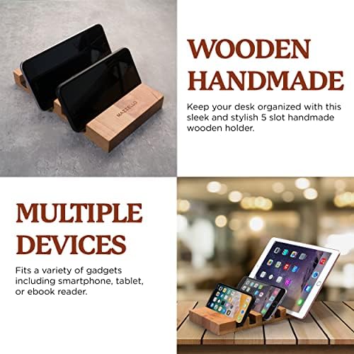 Mazzello Wood Phone Stand: Caddy de telefone, suporte de telefone de madeira, suporte para celular, organizador da estação de encaixe