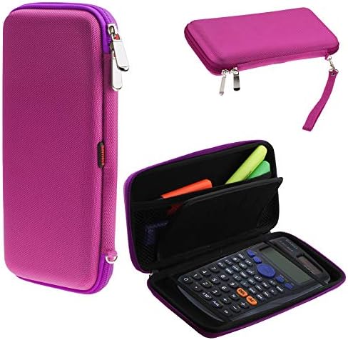 Calculadora de gráficos púrpura da Navitech Case/tampa dura com bolsa de armazenamento compatível com o Casio FX-9860GII-S-UH