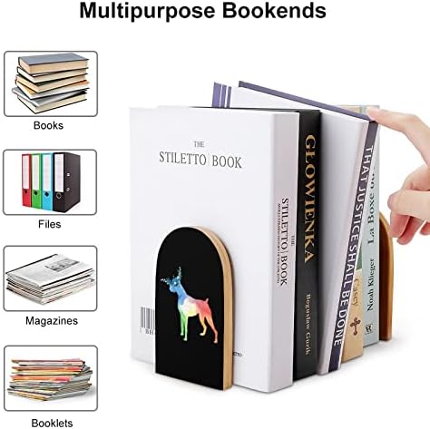 Aquarela Boxer Dog Small Wood Books suportes Apoio às prateleiras pesadas não deslizantes Stand para Office Home Kitchen Library