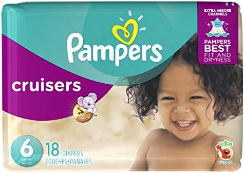 Pampers Cruisers Dipersable Fregers Tamanho 6, 18 contagem, Jumbo