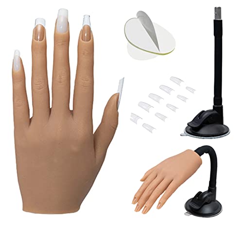 Prática de silicone Hand para unhas de acrílico - Mannequim de manobra realista de manequim flexível Treinamento de silicone dobrável