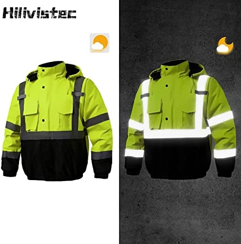 Jaqueta de segurança Hilivistec, jaquetas refletivas de alta visibilidade para homens, jaqueta de construção hi-vis