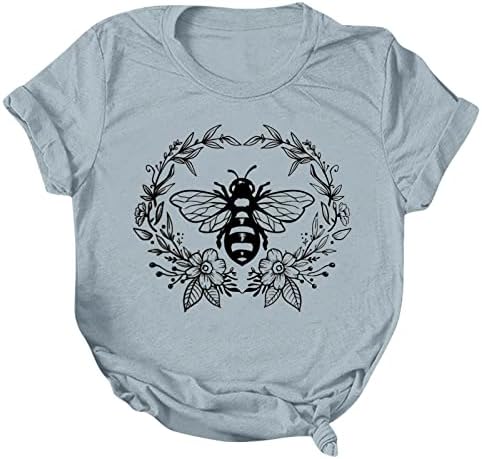 Camiseta feminina camisetas soltas tops casuais para feminino festival de abelha