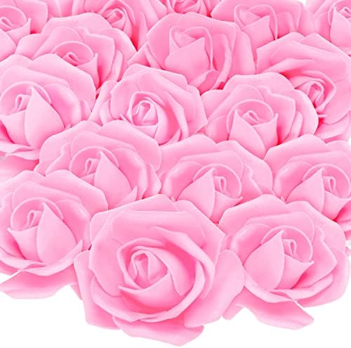 GeoSar 300 PCs Cabeças artificiais de flores de rosa 2,7 polegadas Touch real 3D Rosas falsas Rosas artificiais de espuma a granel