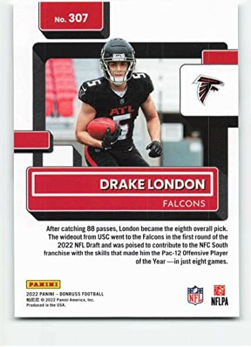 2022 Donruss Rated Rookies 307 Drake London classificou o novato NM-MT Atlanta Falcons Futebol Trading Card NFL