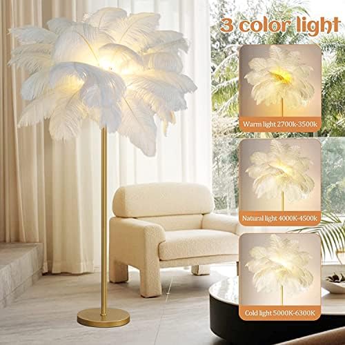 Lâmpadas de piso Zrybh Feather para folga da sala de estar, lâmpada de penas de avestruz, lâmpada de piso para decoração do