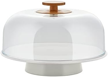 Alessi Mattina BG06 G - Projeto Bolo de porcelana Bolo com tampa PMMA e botão de bambu, cinza