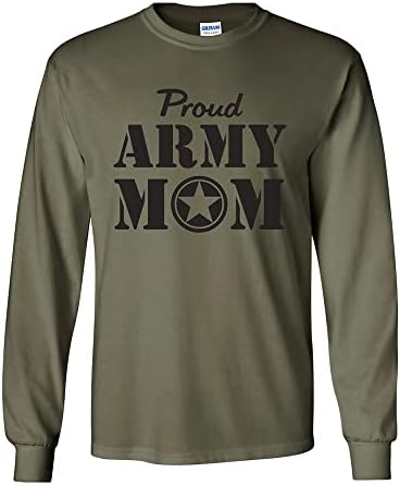 Camiseta orgulhosa de manga longa do exército em verde militar