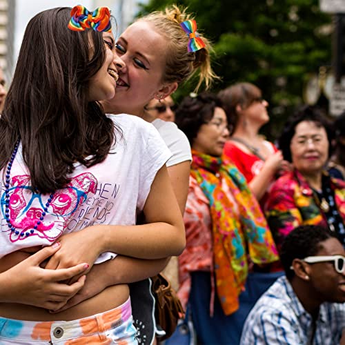 Cabelo arco -íris do dia do orgulho gay Curto com clipe Fibbons Grostain Clipes de cabeceira Bandides de cabeça de coloração Candy