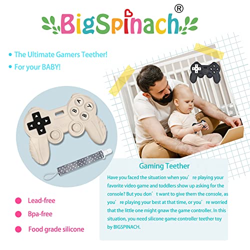 Bigspinach Baby Game Controller Teether Toy Silicone Toy Toy para pais para jogadores e futuros garotos de jogadores