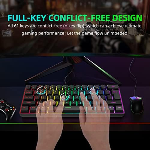 2126TI RGB Teclado iluminado 60% Teclado de jogo mecânico Compact 61 teclado teclado de escritório com botão azul para WI