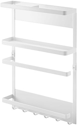 Indústrias Yamazaki 2907 Rack lateral da geladeira magnética, branco, aprox. W 9,6 x D 2,6 x H 13,4 polegadas, prato, rack de