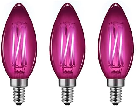 ILAMIQI Pink Led Edison Lâmpadas Candelabra Base E12, Shape de torpedo C35 Dimmable 6W, Decoração colorida de Holiday Home Decoration