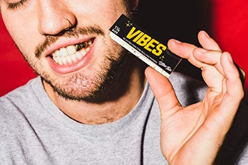 Vibras Papers Rolling Papers 1.25 - Ultra Thin, 50 Count Display Box de 50 folhas por pacote de papel de cânhamo natural