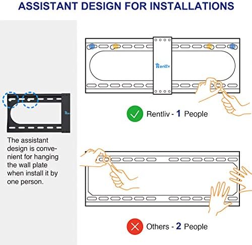 Suporte de montagem de parede fixo de TV Rentliv com design de baixo perfil para a maioria das TVs de plasma OLED LCD